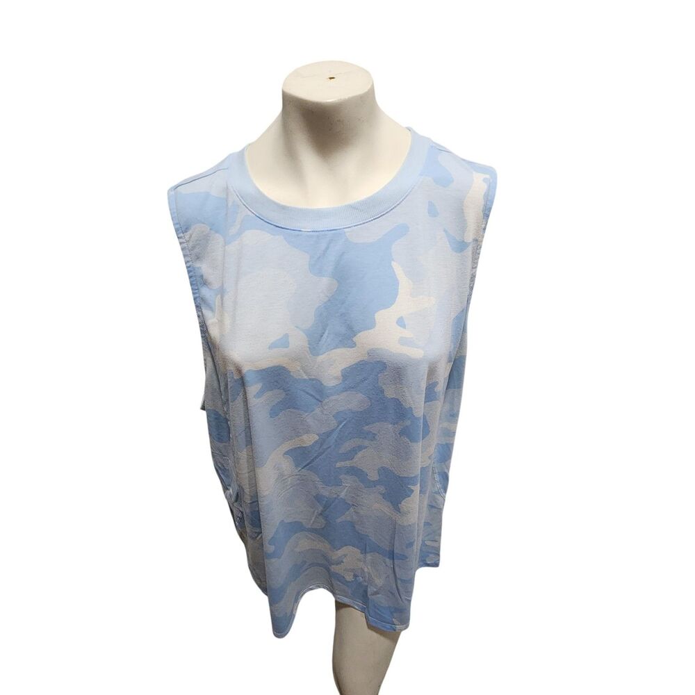 Tek Gear Tank Top Women SZ 3X Blue Camo Athleisure Sporty Exercise Workout Comfy